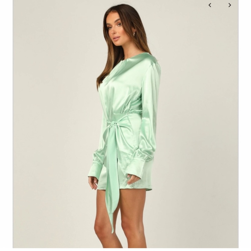 GOLD runway scout gold satin mini dress with front tie